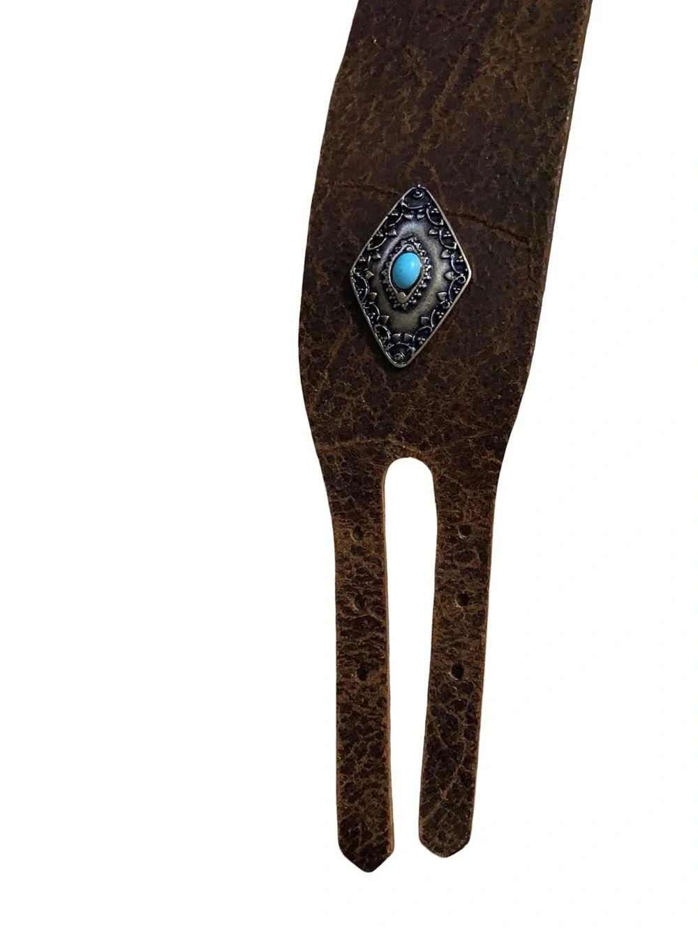 Tea Suede Belt With Turquoise‎ Cabochons Brown Size L Style 552 Tea Suede Belt With Turquoise Cabochons Brown Size L Style  main image 4